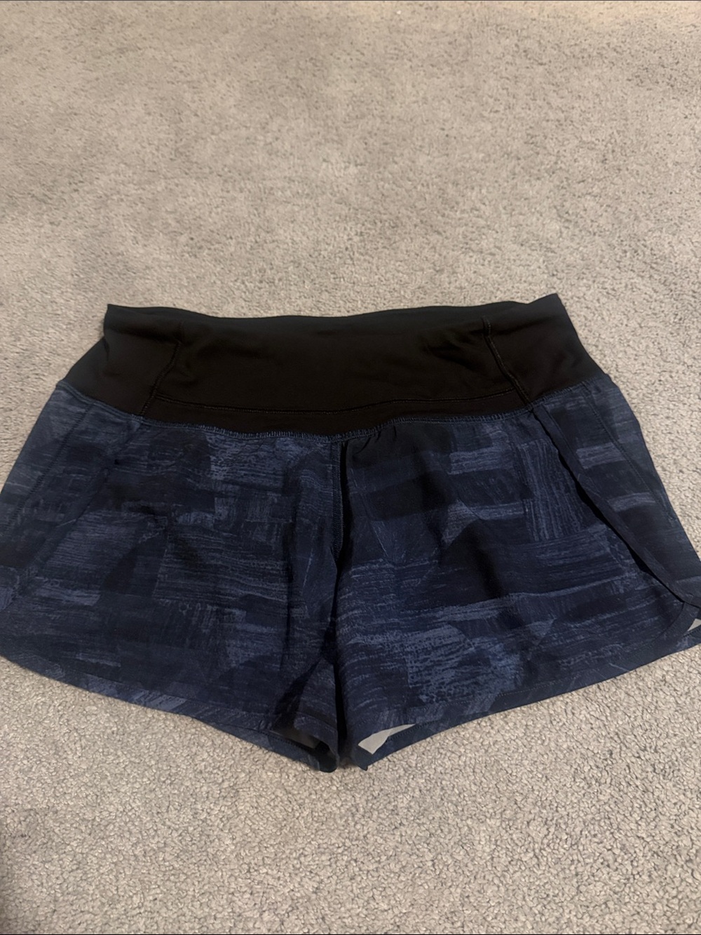 lululemon athletica Navy Patterned Athletic Shorts with Black Waistband